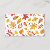 Waterverf Falling verlaat Garland Herfstbruiloft Plaatskaartje (Achterkant)