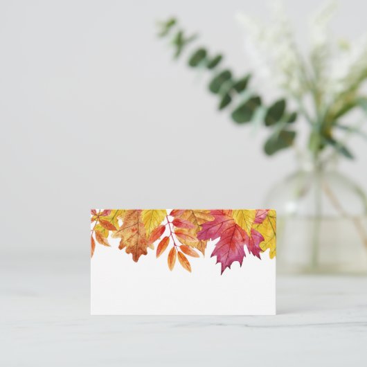 Waterverf Falling verlaat Garland Herfstbruiloft Plaatskaartje (Staand voorkant)