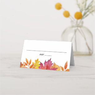 Waterverf Falling verlaat Garland Herfstbruiloft Plaatskaartje