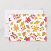 Waterverf Falling verlaat Garland Herfstbruiloft RSVP Kaartje (Achterkant)