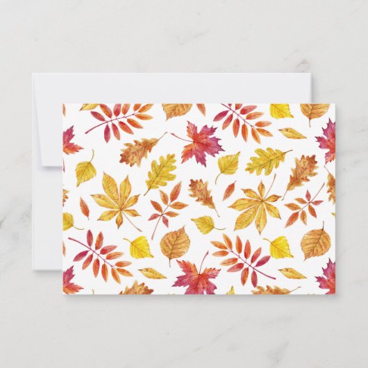 Waterverf Falling verlaat Garland Herfstbruiloft RSVP Kaartje (Achterkant)