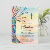 Waterverf Familie Baptisme Christening Kaart (Staand voorkant)