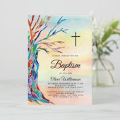 Waterverf Familie Baptisme Christening Kaart (Staand voorkant)