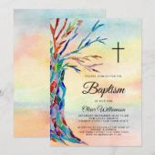 Waterverf Familie Baptisme Christening Kaart (Voorkant / Achterkant)