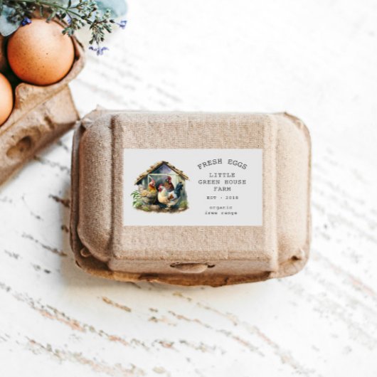 Waterverf  Familie Boerderij Ei Karton Rechthoekige Sticker