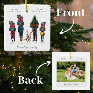 Waterverf Familie Een Foto Kerstmis Keramisch Ornament