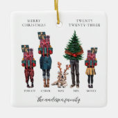 Waterverf Familie Een Foto Kerstmis Keramisch Ornament (Voorkant)