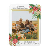 Waterverf Familie Foto Merry en Bright Holiday Magneet (Verticaal)