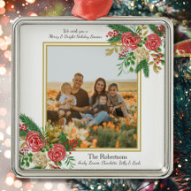 Waterverf Familie Foto Merry en Bright Holiday