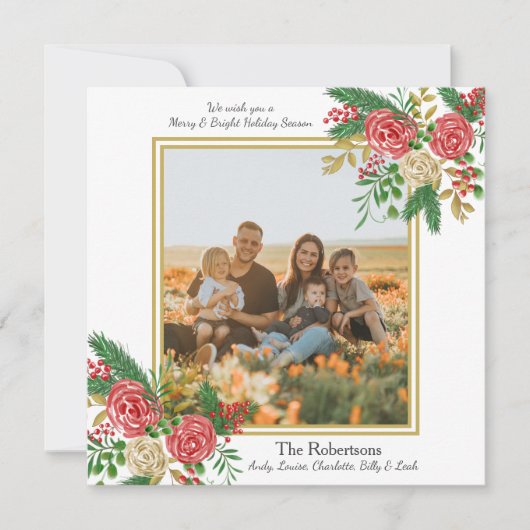 Waterverf familie foto's en feestdag  feestdagenkaart (Voorkant)