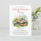 Waterverf familie reünie picknick uitnodiging (Staand voorkant)