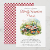 Waterverf familie reünie picknick uitnodiging (Voorkant / Achterkant)