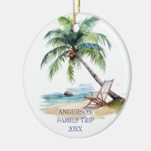 Waterverf familie strandreis keramisch ornament (Links)