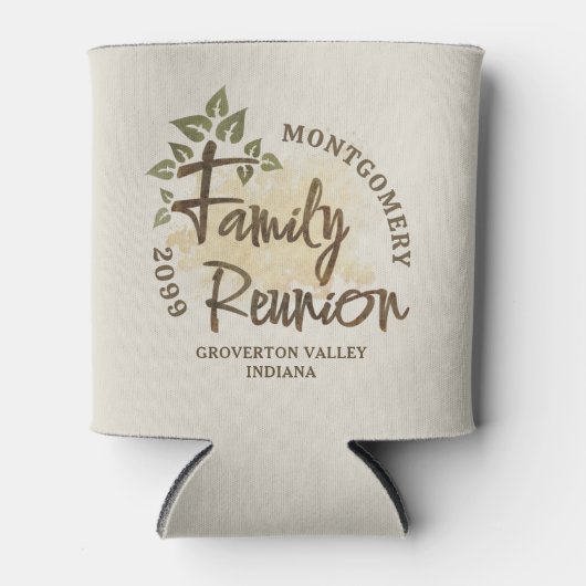 Waterverf Family Reunion Script Tree Naam Jaar Blikjeskoeler (Voorkant)