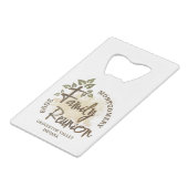 Waterverf Family Reunion Script Tree Naam Jaar Creditkaart Flessenopener (Voorkant Gekanteld)