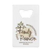 Waterverf Family Reunion Script Tree Naam Jaar Creditkaart Flessenopener (Achterkant)
