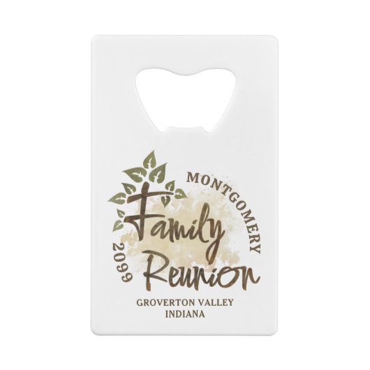 Waterverf Family Reunion Script Tree Naam Jaar Creditkaart Flessenopener (Achterkant)