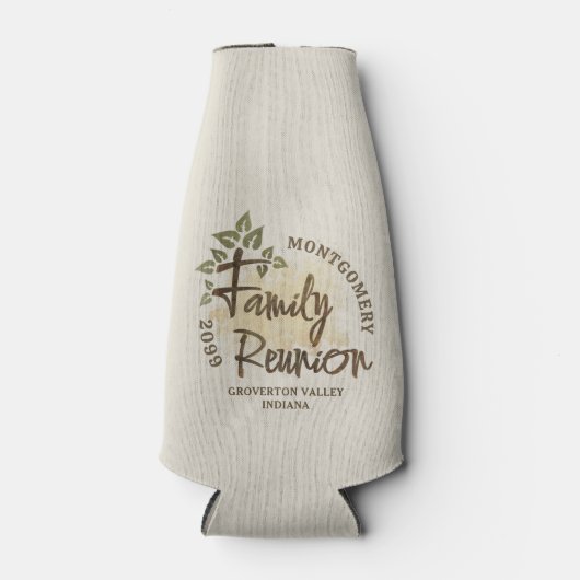 Waterverf Family Reunion Script Tree Naam Jaar Flesjeskoeler (Voorkant)