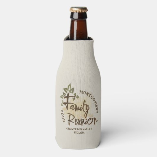 Waterverf Family Reunion Script Tree Naam Jaar Flesjeskoeler (Fles Voorkant)