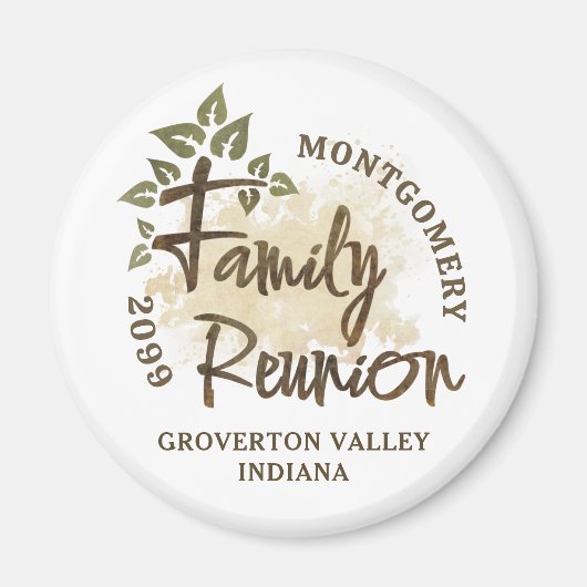 Waterverf Family Reunion Script Tree Naam Jaar Magneet (Voorkant)