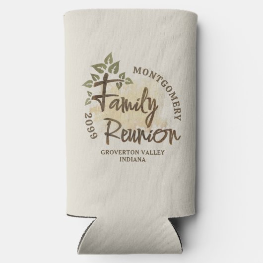 Waterverf Family Reunion Script Tree Naam Jaar Seltzer Blikjeskoeler (Achterkant)