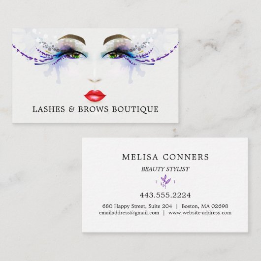 Waterverf Fancy Eyelash Face Professional Visitekaartje (Voorkant / Achterkant)