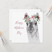 Waterverf Fancy Llama Moederdag Kaart (Voorkant / Achterkant in situ)
