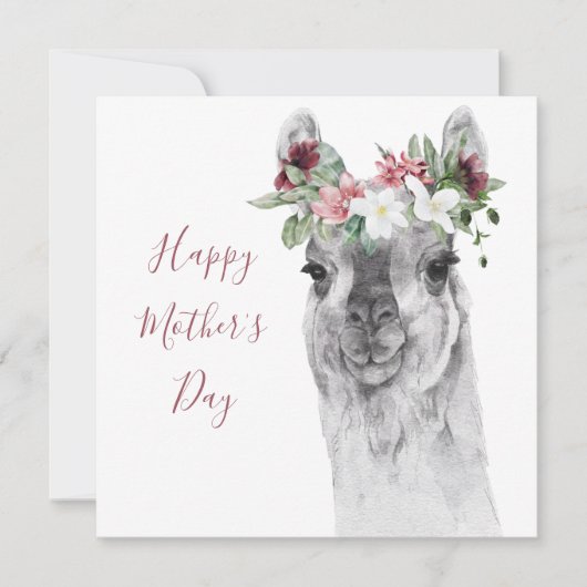 Waterverf Fancy Llama Moederdag Kaart (Voorkant)