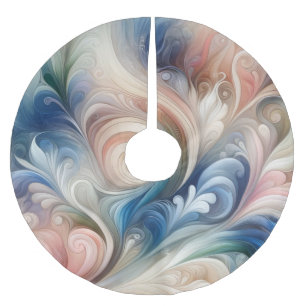 Waterverf Fantasie Bloem Pastel Blauw & Crème Kerstboom Rok