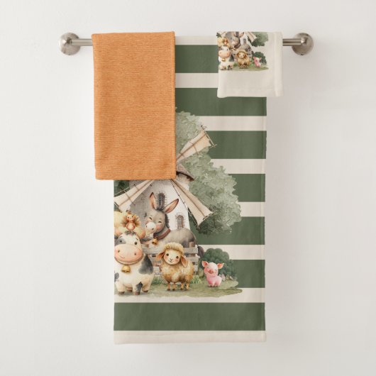 Waterverf Fantasievolle Boerderijdieren Bad Handdoek (Insitu)