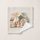 Waterverf Fantasievolle Boerderijdieren Bad Handdoek (Wasdoekje)