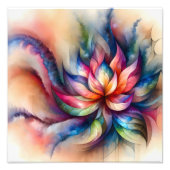 Waterverf Fantasy Abstract Modern Fractal Flower Foto Afdruk (Voorkant)