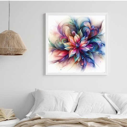 Waterverf Fantasy Abstract Modern Fractal Flower Foto Afdruk