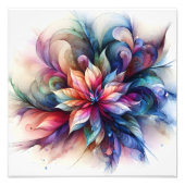 Waterverf Fantasy Abstract Modern Fractal Flower Foto Afdruk (Voorkant)