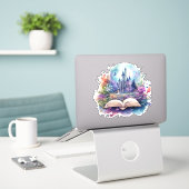 Waterverf Fantasy Boek Sticker (Laptop op bureau)