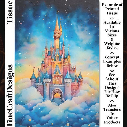 Waterverf Fantasy Castle in Clouds CJ9 Decoupage Tissuepapier