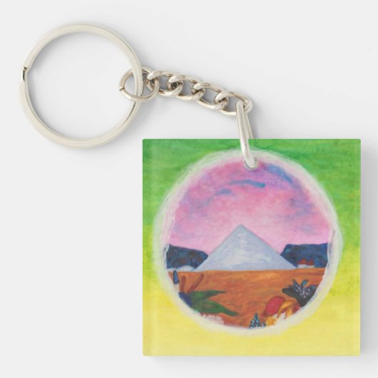 Waterverf Fantasy Dimensions Piramide Droomwerelde Sleutelhanger (Voorkant)