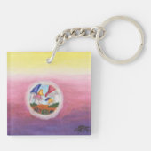 Waterverf Fantasy Dimensions Piramide Droomwerelde Sleutelhanger (Achterkant)