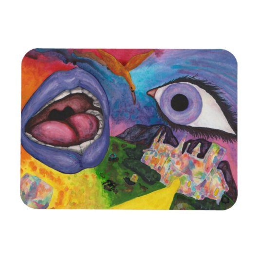 Waterverf Fantasy Dimensions Vrouw Opal Surreal Magneet (Horizontaal)