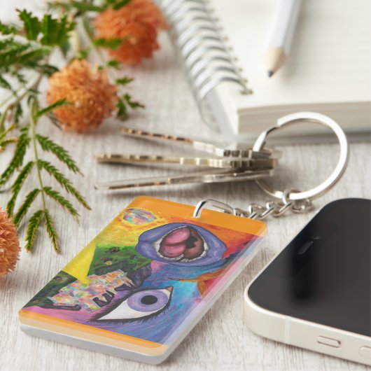 Waterverf Fantasy Dimensions Vrouw Opal Surreal Sleutelhanger (Voorkant Rechts)