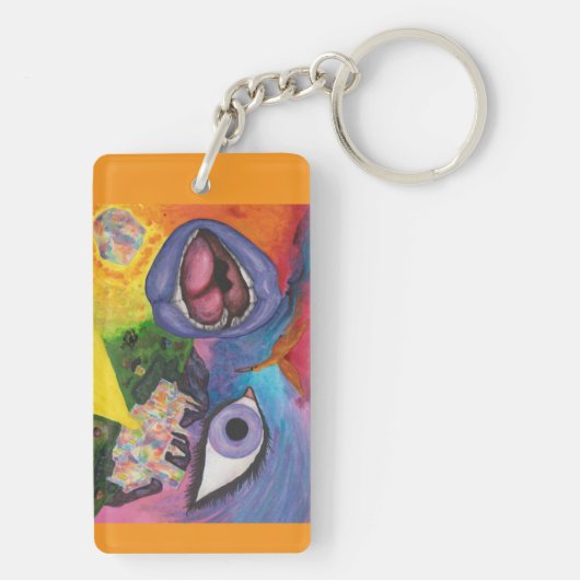Waterverf Fantasy Dimensions Vrouw Opal Surreal Sleutelhanger (achterkant)