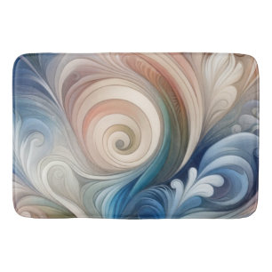 Waterverf Fantasy Floral Pastel Blauw & Crème Badmat