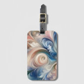 Waterverf Fantasy Floral Pastel Blauw & Crème Bagagelabel (Voorkant (verticaal))