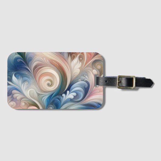 Waterverf Fantasy Floral Pastel Blauw & Crème Bagagelabel (Voorkant (horizontaal))