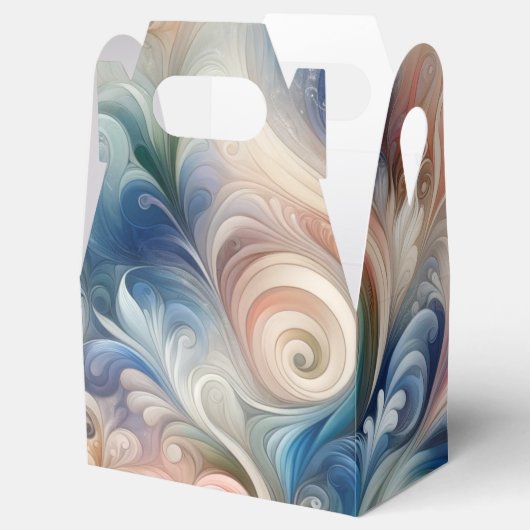 Waterverf Fantasy Floral Pastel Blauw & Crème Bedankdoosjes (Geopend)