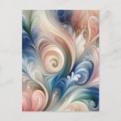 Waterverf Fantasy Floral Pastel Blauw & Crème Briefkaart (Voorkant)