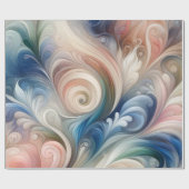 Waterverf Fantasy Floral Pastel Blauw & Crème Cadeaupapier (Vlak)