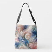 Waterverf Fantasy Floral Pastel Blauw & Crème Crossbody Tas (Achterkant)
