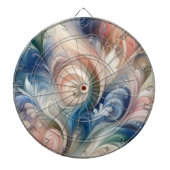 Waterverf Fantasy Floral Pastel Blauw & Crème Dartbord (Voorkant)