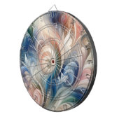 Waterverf Fantasy Floral Pastel Blauw & Crème Dartbord (Voorkant Rechts)